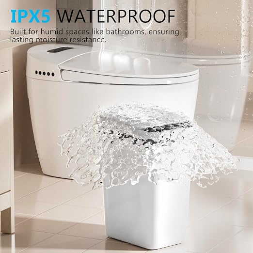 Bathroom Small Trash Can with Lid, Automatic Garbage Can, 2.6 Gallon | 3 Pack Touchless Slim Waterproof Motion Sensor Smart Trash Bin for Bedroom, Office, Living Room-White