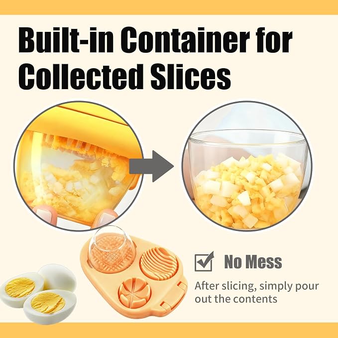 3 in 1 Egg Slicer for Hard Boiled Eggs with Cleaning Brush | Three Cutting Modes for Slices, Wedges and Dices, Egg Cutter&Fruit Slicer, Heavy Duty, Stainless Steel Wires, Dishwasher Safe
