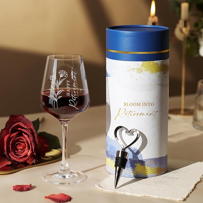AW BRIDAL Happy Retirement Wine Glass Gifts for Women or Men 2026, Cool Retired Gift for Wine Lover Woman, Family, Friend, Coworker, Nurse and Teacher, Leaving and Farewell Party Decorations Ideas