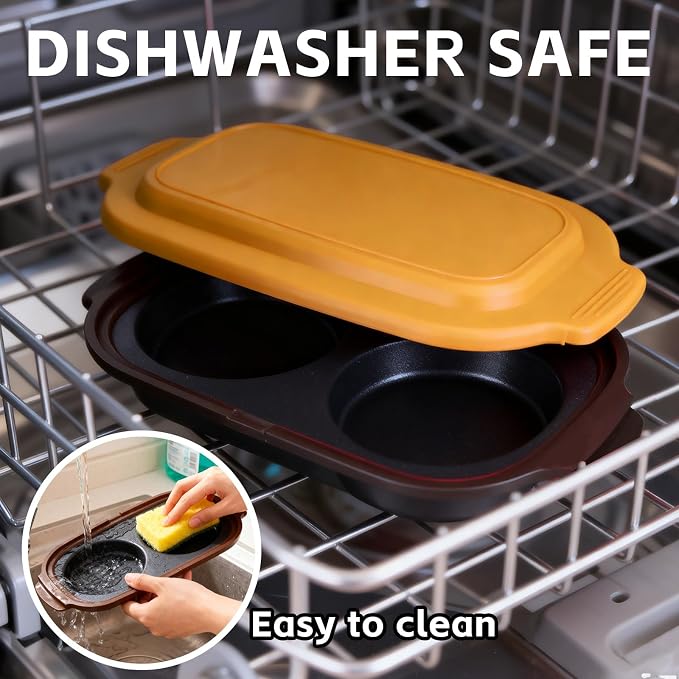 Quick-Heat Microwave Egg Cooker, Portable Poacher/Fryer Egg, Egg Cooker for Breakfast Sandwiches Maker for 2 Eggs, for Kitchen, Travel, Gifts Dishwasher-Safe (yellow)