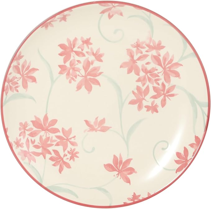 Gibson Home Admiral Hall 12-Piece Matte Stoneware Dinnerware Set – Dinner Plates, Salad Plates & Bowls with Pink Floral Pattern, Durable Everyday Dish Set, Microwave & Dishwasher Safe