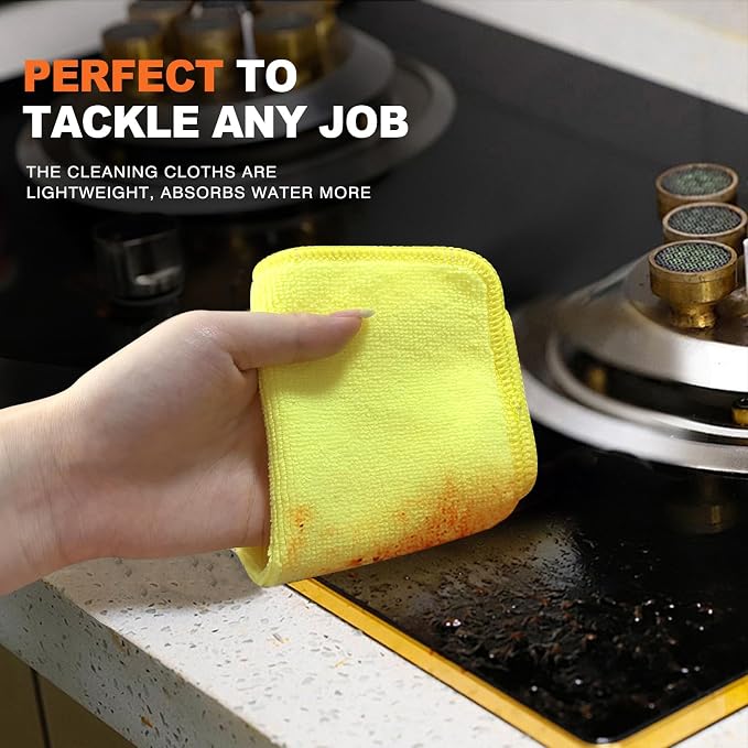 Dish Cloths with Scrub Side, Microfiber Dish Rags Kitchen Washcloths | Absorbent dish cloths for washing dishes with scrubber side Quick dry kitchen wash cloths and dish rags 12 Pack 7Inch Mixing