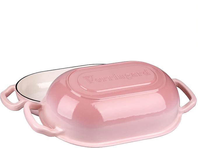 VORRINGARD Enameled Cast Iron Sourdough Bread Oven, Dutch Oven, Loaf Cast Iron Bread Pan for Homemade Bread Baking, Meatloaf Pan with Lid, 5QT, Pink