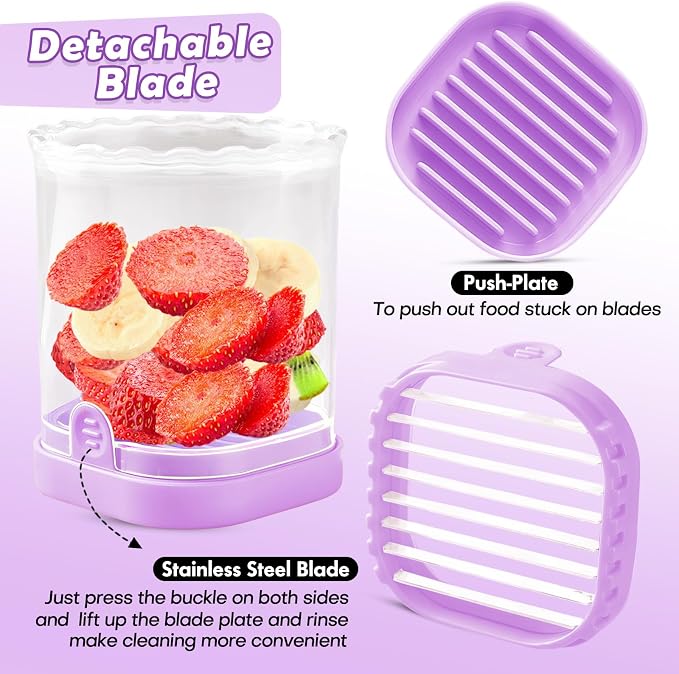 Creative Strawberry Slicer, Detachable Cutter with Push Plate (Purple)