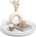 13-Inch Oak Decorative Tray for Coffee Table and Vanity, White Finish | Rotating oak tray organizes spices, toiletries and decor on kitchen counters, bathroom vanities, dining and coffee tables.