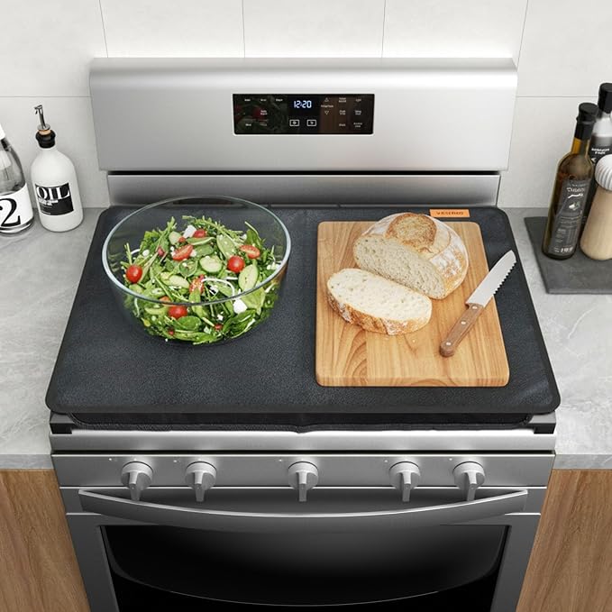 Fireproof Gas Stove Top Cover, 24" Heat-Resistant Gas Range Mat | Fireproof, Heat-Resistant Hard Board, Foldable, Durable & Easy-Clean, Oven Cooktop Protector
