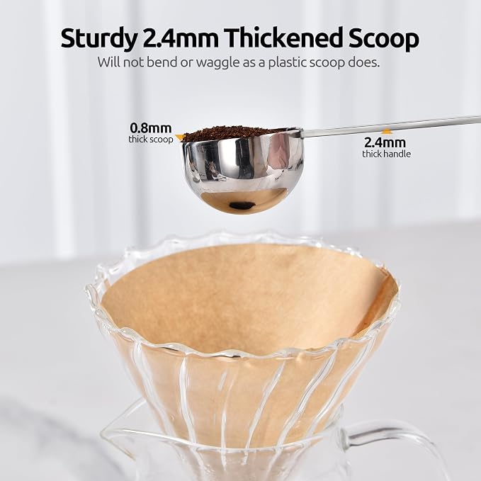 U-Taste Coffee Scoop 2 Tablespoon: 18/8 Stainless Steel Measuring Scooper for Ground Coffee, Bean, Powder, Espresso, 6.9in Long Handle Metal Meaure Spoon for Canister, Jar (2Tbsp/30ml, Silver) | 18/8 Stainless Steel Tablespoon Scoop, Long Metal Coffee ...