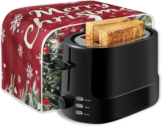 Snowman Pattern Two Slice Toaster Cover Kitchen Small Appliance Covers for Christmas Kitchen Decoration Microwave Oven Dustproof Cover Keep From Dirty Stain