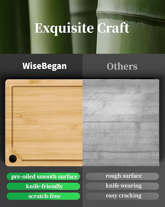 Kitsure Bamboo Cutting Board for Kitchen, X-Large, Natural | Multi-Sizes Wooden Cutting Boards for Chopping & Serving, Convenient Kitchen Essentials, Deep Juice Grooves