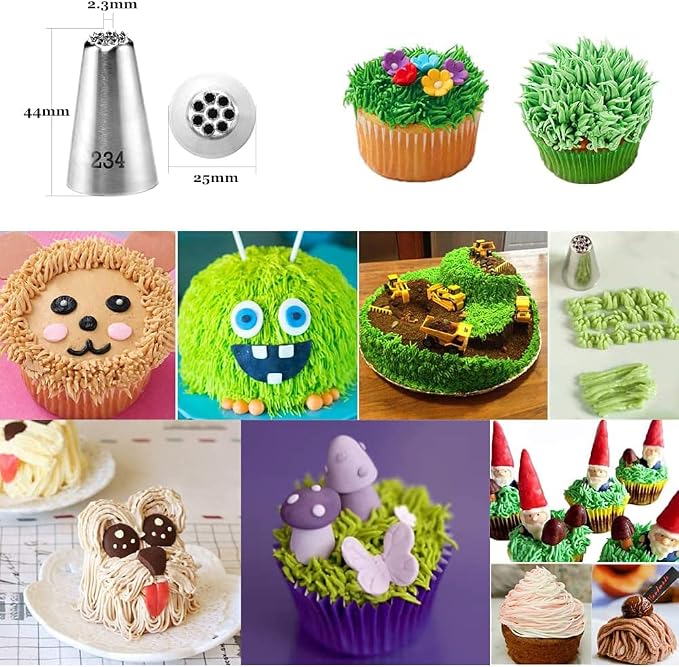 Large Piping Tips Set 1M 2D 2A 2F 6B 234 for Frosting, 6 Pcs