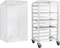 BIEAMA 10 Tier Half Size Bun Rack Cover, Commercial Bakers Racks Cover | Clear PVC Speed Pan Rack Cover with 2 Sided Zippers, 18.5"L x 16"W x 32.5"H