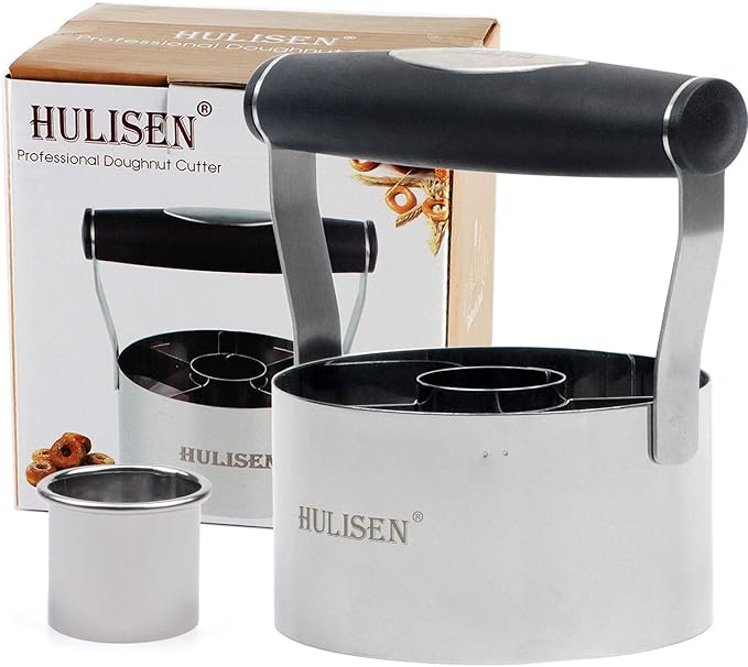 HULISEN 3.5 inch Donut Cutter with Hole, Stainless Steel Doughnut Cutter | Ergonomic Rubber Handle, Dishwasher Safe, Baking Beginner Friendly, Gift-Ready Packaging