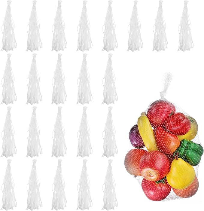uxcell 150pcs Egg Hatching Bags, 20 Inch Mesh Nylon Netting Reusable Produce Mesh Bags Strong Stretchable Plastic Seafood Boil Bags for Fruits Vegetables Storage, White