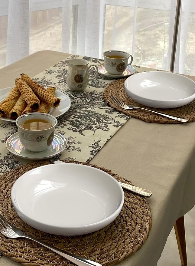 Quatish Pasta Bowls 30oz Set of 6, Salad Bowls Soup Bowl for Kitchen, Microwave & Dishwasher Safe, Large Porcelain Wide and Shallow Serving Bowl, White Dinner Plates, Dinnerware Set, Gift