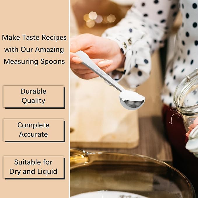 1PCS 1/2Tablespoon(1/2tbsp, 7.5ml) Extra-long Handle Measuring Spoon | 18/8(304) Stainless Steel, Food-Grade, High Precision, Durable, ‌Rust-Free, Dishwasher-Safe, Easy-Read Marking