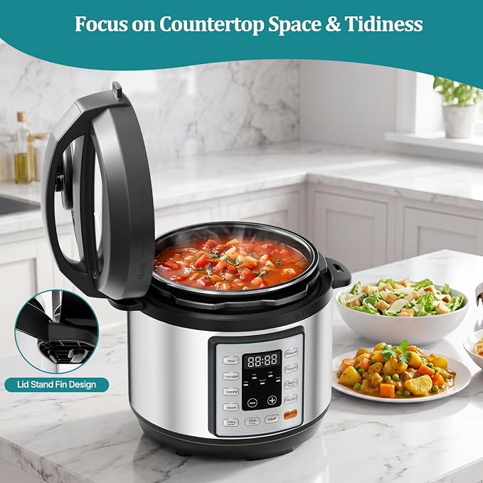 OLIXIS 10-In-1 Electric Pressure Cooker, 3 Quart Multi Cooker for Rice, Stew and Steam, Small Programmable Stainless Steel Pot with Slow Cook Function and Ceramic Inner Pot