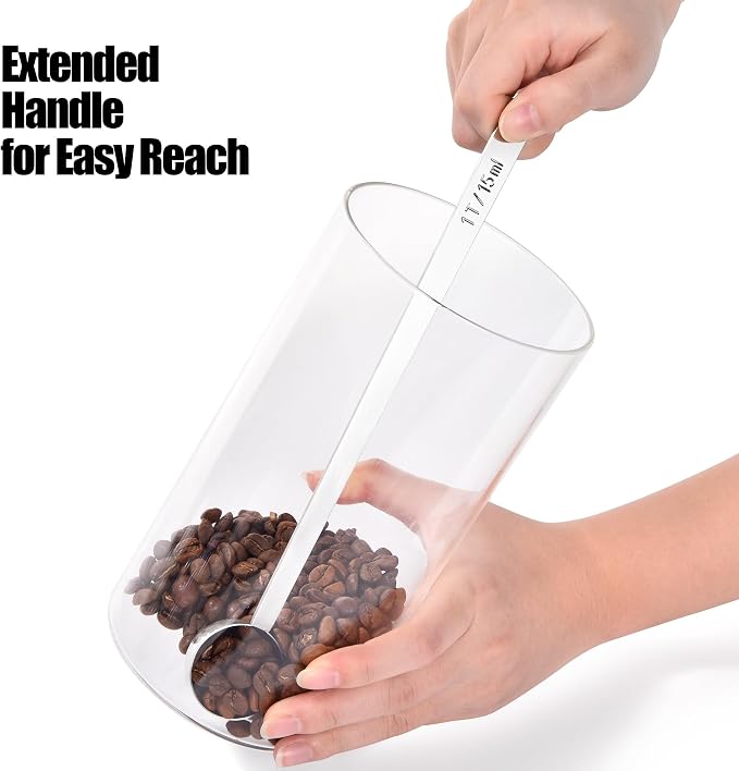 Doosu Metal 8.5in Long Handle Coffee Scoop for Ground Coffee (1 Tbsp) | Food-Grade 18/8 Stainless Steel Measuring Spoon, Tablespoon Scooper for Coffee Beans, Espresso, Protein Powders, Tea, Sugar