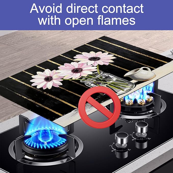HOMETITUTE Spring Stove Top Cover 28x20 Floral Daisy Art Heat Resistant Protector
