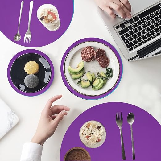 Silicone Microwave Mat 12 Inch, Non Stick Turntable Safe Baking Mat for Kitchen, Multi Purpose Heat Resistant Oven Mat, Trivet Mat, Placemat 2 Pack(Purple)