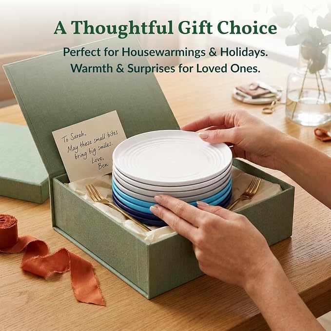 Wheat Straw Mini Plates | For Dessert, Appetizer, Breakfast & Snacks | Long-lasting Plastic Plates & Salad Plates Collection -8-Pack Small Plate Set -Island Series