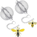 2PC Stainless Steel Mesh Tea Infuser,2.1 inch Tea Ball with Honey Bee | Tea Diffuser Tea Steeper for Filtering Tea,Tea Infusers for Loose Tea,Tea Strainer for Flavoring Herbal Spices and Seasonings