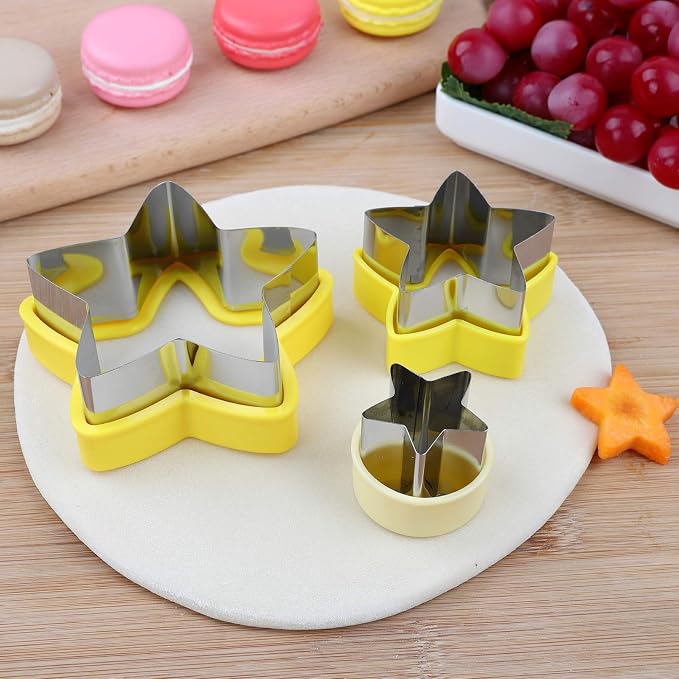 Stainless Steel Star Cookie Cutters, Mini to Large Sizes, Five-pointed Star & Vegetable Shapes Set for Kids