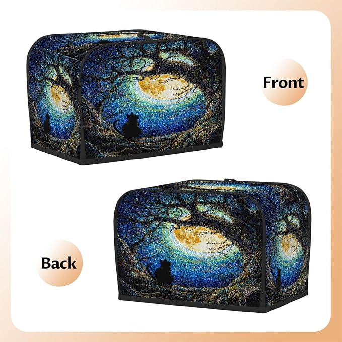 4 Slice Toaster Cover Galaxy Oil Painting Cat Toaster Covers Four Slice Wide Slot Waterproof and Dustproof Covers for Wide Slot Toasters and Small Appliances Kitchen Decor Gifts