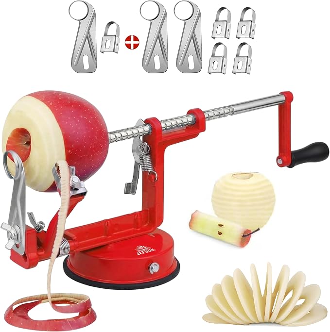 Apple Peeler Corer Slicer All in One – Apple Peeler Slicer Corer with Stainless Steel Blades, Multi-Function Apple Potato Peeler