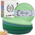 Dessert & Salad Set - Unbreakable Wheat Straw Plates, 8-10 inch, Reusable (Green Series)
