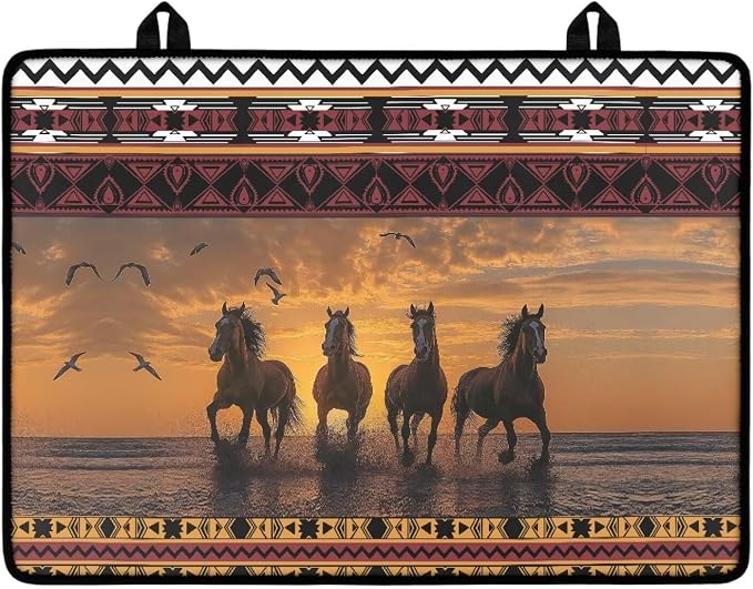 Aztec Horse Electric Stove Top Cover,Black Cat Stove Cover for Glass Top Electric Stove,Astrology Heat Resistant Flat Top Stove Mat Countertop Protector