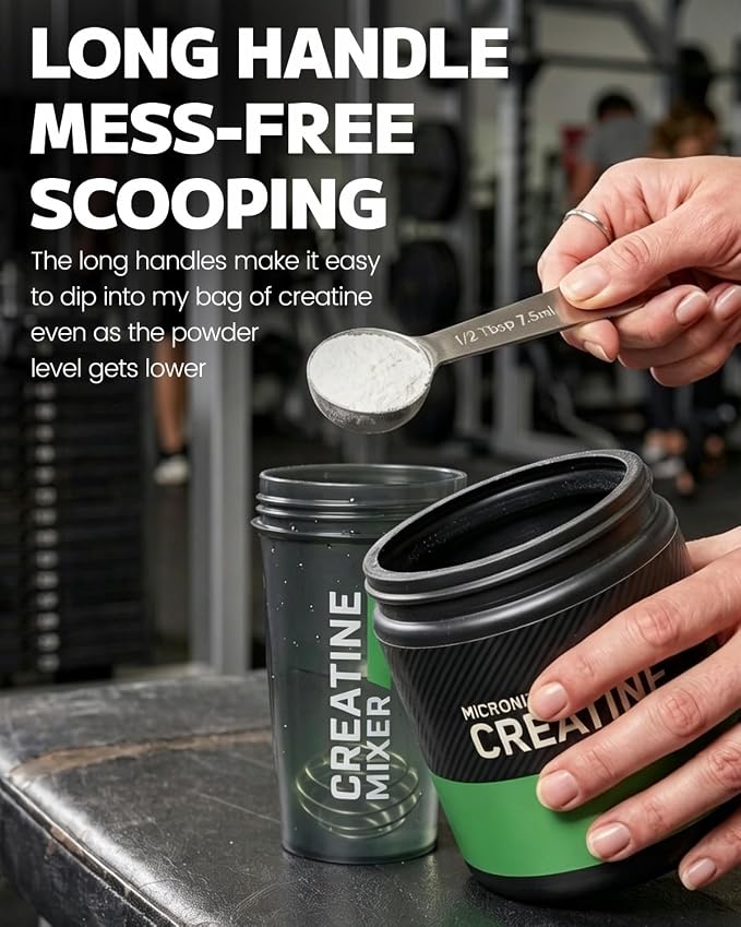 MIMORE 5 Gram Scoop, 3 Pack Stainless Steel 5g Scoop for Creatine | Accurate 5g Measurement, Long Handle Design, Fits Inside the Supplement Tub, Durable and Resuable, Dishwasher Safe