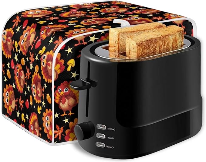 2 Slice Bread Toaster Cover for Thanksgiving, Turkey Maple Leaf Print Bakeware Protector Kitchen Accessories Appliance Dust Cover Kitchen Festival Decor Toaster Oven Covers