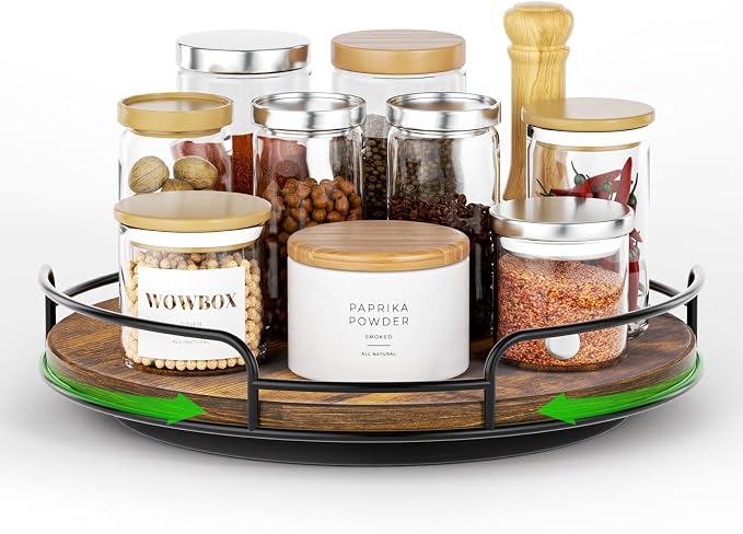 WOWBOX 10" Wood Lazy Susan Turntable Organizer for Cabinet, Pantry & Counter