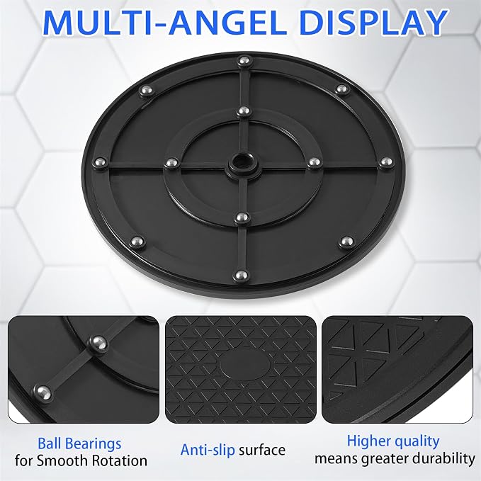10 Inch Lazy Susan Turntable Organizer, Eichzer Premium Heavy Duty Black Rotating Swivel Stand with Steel Ball Bearings for Model/Rotating Plants/Crafts Stand/TV/Monitor/Laptop (360˚ Rotation)