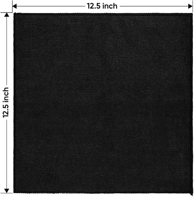 HOMEXCEL Black Microfiber Cleaning Cloth 12 Pack, 12.5 x 12.5 inch Microfiber Towels for Cars, Ultra Absorbent Car Washing Cloth, Lint Free Streak Free Cleaning Rags for Car, Kitchen, and Window