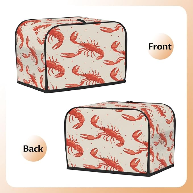 4 Slice Toaster Cover Cute Lobster Vintage Toaster Covers Four Slice Wide Slot Waterproof and Dustproof Covers for Wide Slot Toasters and Small Appliances Kitchen Decor Gifts