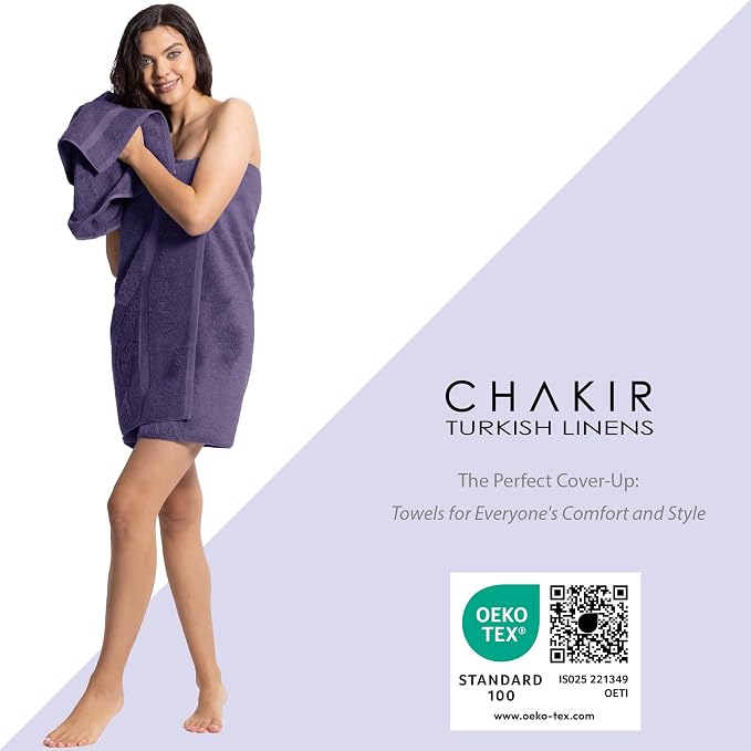 Chakir Turkish Linens Personalized 3 Piece Towel Set, 100% Cotton Luxury Turkish Towels for Bathroom, Soft Absorbent Towel Set with Bath Towel Hand Towel and Washcloth, Plum