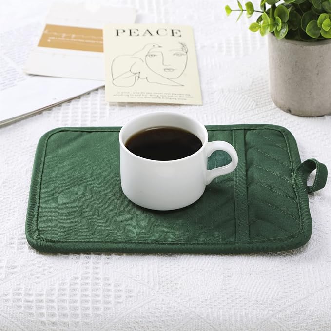 Anyi Pot Holders and Oven Mitts 7" X 9" Heat Resistant Cotton Pocket Pot Holder Set Feature of Non Slip Kitchen Hot Pad Oven Mitts, 3-Pack (Mojave Desert)