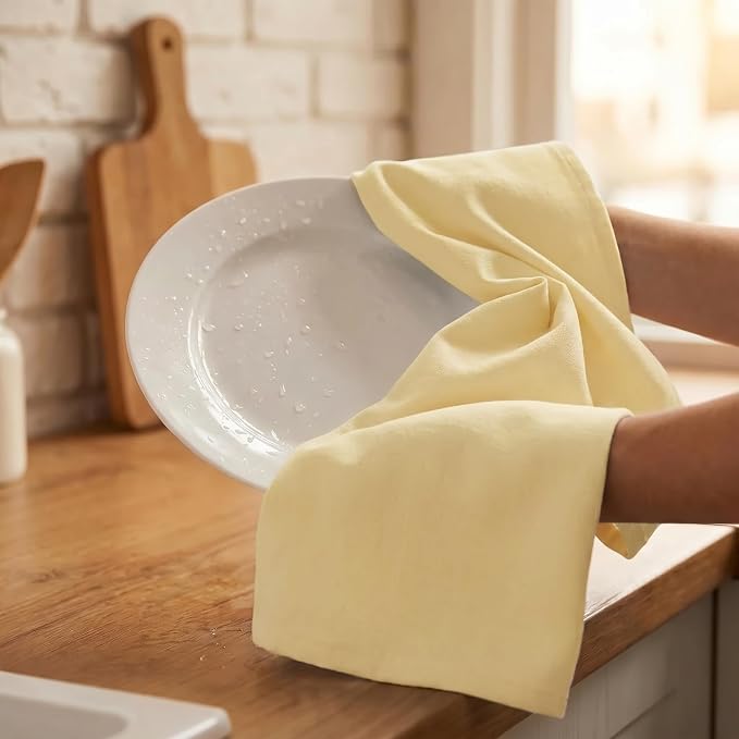 Urban Villa Kitchen Towels Cotton Dish Towels 20”x30” (Set of 6) Yellow
