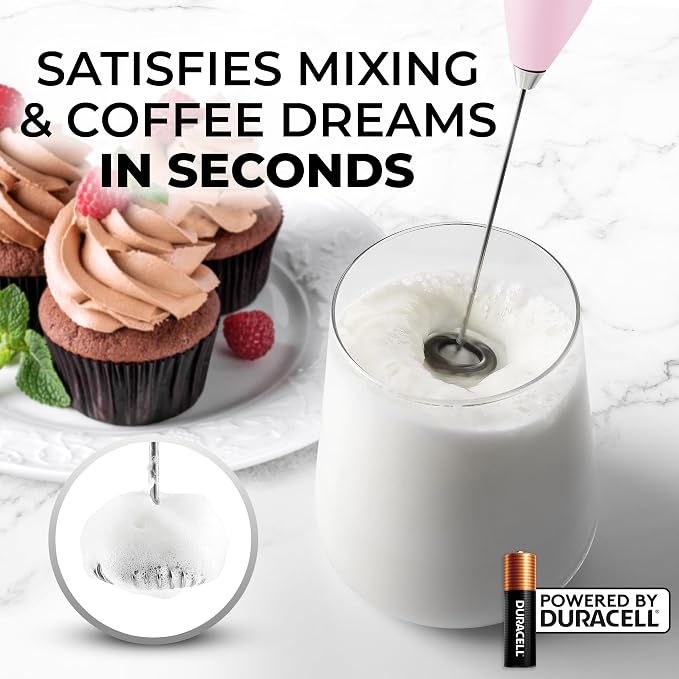 Zulay Powerful Milk Frother for Coffee with Upgraded Titanium Motor - Handheld Electric Whisk, Milk Foamer, Mini Mixer & Coffee Blender for Frappe, Latte, Matcha, No Stand - Pure Sun
