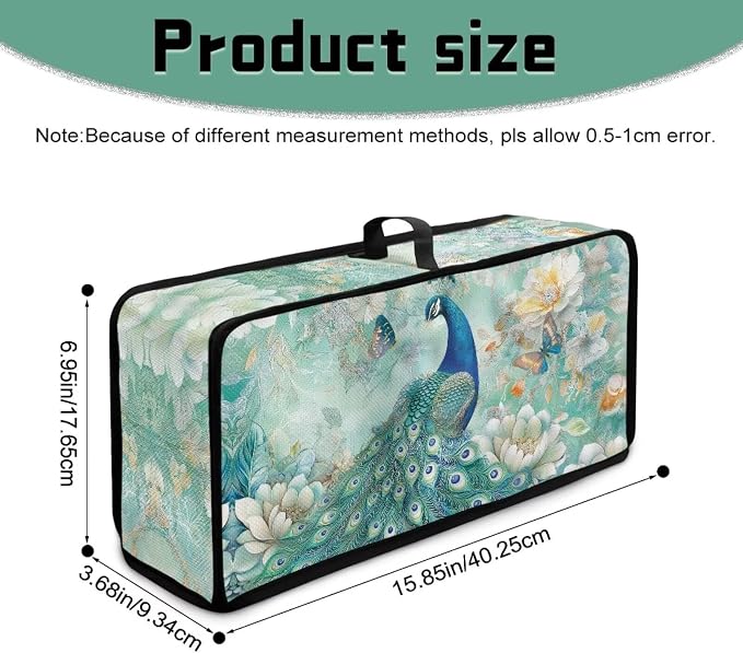 ZDCUSTOM Peacock Toaster Covers 2 Slice Wide Slot, Long Washable Turquoise Floral Toaster Cover Bread Maker Dust Fingerprint Protection Kitchen Appliance Protector