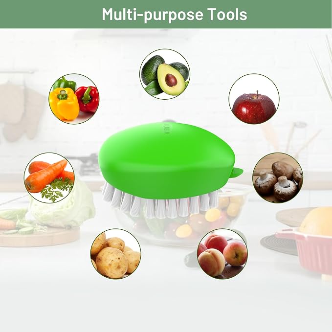 2-Pack Produce Brush, Soft Firm Bristles for Vegetables, Green | Soft and firm bristles for fresh produce, fruits, leafy greens, potatoes