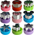 9 PCS 1.5 In Mini Fruit Vegetable Cookie Cutters Set for Kids | Stainless Steel Small Sandwich Food Cutter Shapes, Fun Shaped Tiny Dinosaur Heart Star Circle Flower for Lunch, Cheese & Clay