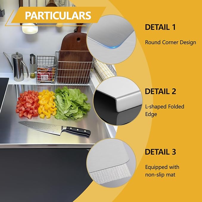 304 Stainless Steel Cutting Boards for Kitchen, Kneading Cutting Board Mats, Metal Cutting Board for Meat, Fruits, Vegetables, Bread, and Baking Small Cutting Boards Non Toxic(11.8"×15.7"(30×40cm))