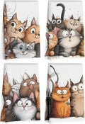 Jztco 4 Pcs Cute Cat Kitchen Towels, Cats Soft Absorbent Hand Tea Towel