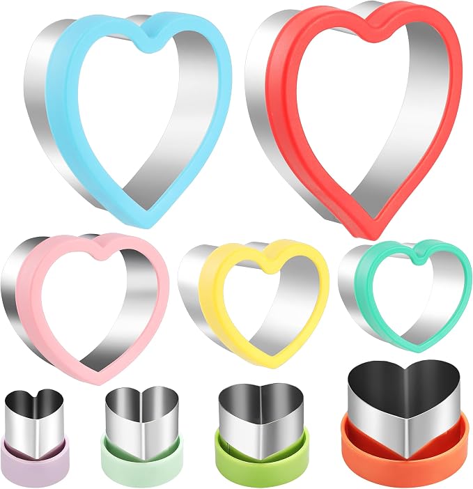laxizar 9 Pcs Heart Cookie Cutters Set Stainless Steel Biscuit Cutter