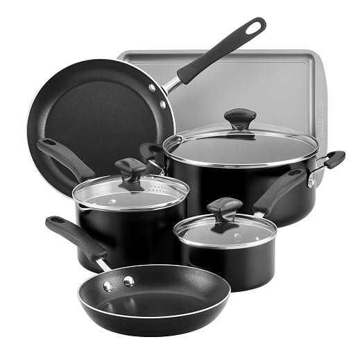 Farberware Cookstart Aluminum DiamondMax Nonstick Cookware Set, Kitchen Essentials, 15-Piece, Black