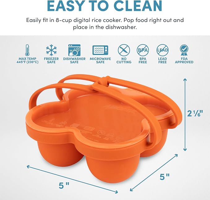 AROMA® Silicone Egg Bite Mold and Mini Muffin Tray with Storage Lid and Handles (8-Cup Digital Rice Cooker Accessories)