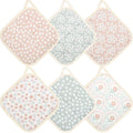 6 Pack Pot Holders 100% Cotton Heat Resistant Potholder, Machine Washable Pot Holder, Hot Pads, Table Pads for Cooking Baking (J)