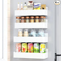 Mystozer Magnetic Spice Rack for Refrigerator, Kitchen Organizer and Storage Shelf, White (4 Pack)…